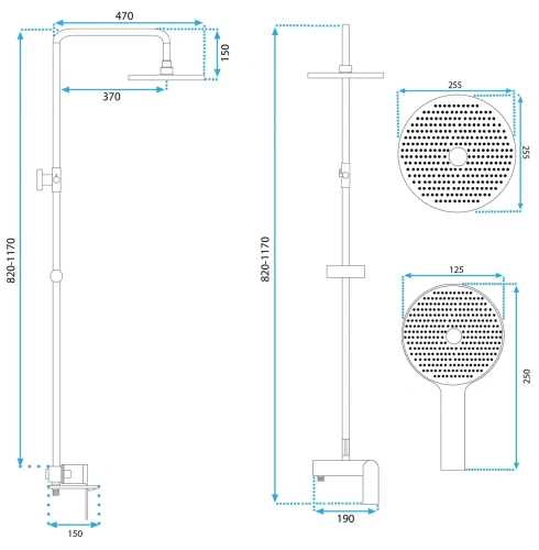 Душевая система Rea Marco tytan P5600