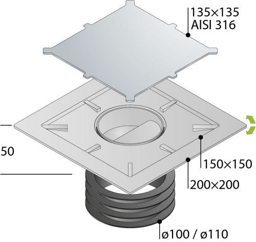 Душевой трап OMP Tea Kalamata Unseen 9977.798.9