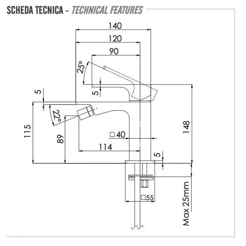 Смеситель для биде Remer Absolute AU22BO, белый матовый