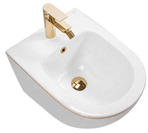 Биде подвесное Rea Carlo Mini White Gold Edge C6990