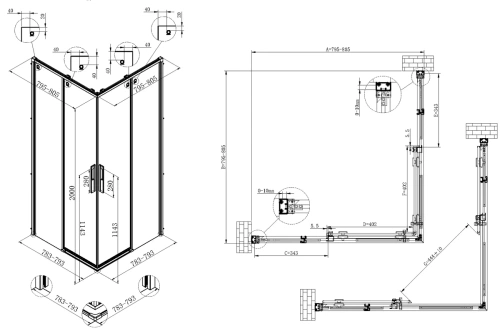 Душевой уголок Vincea Ultima VSS-7UL8080CLGM