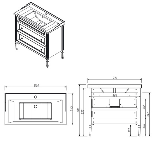Тумба напольная Caprigo Albion Concept 90 34018-SF46
