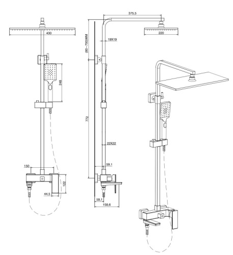 Душевая система Vivi Felice 3060 B cromo-bianco