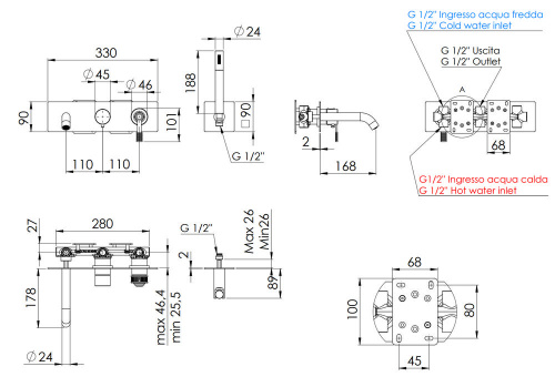 Смеситель для ванны Remer Atelier AL53D2
