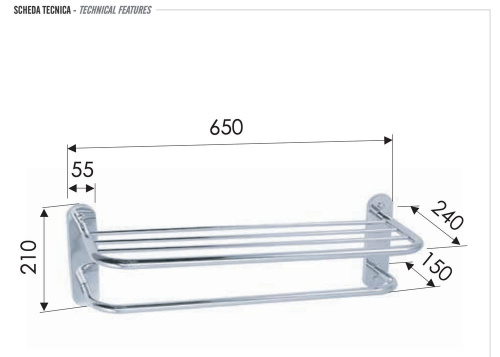 Полотенцедержатель с полкой Remer RB470CR