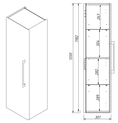 Пенал подвесной Caprigo Accord 35 2253L-SF023
