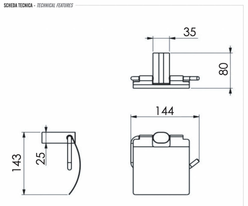 Бумагодержатель Remer Lounge LN60VO, бронза