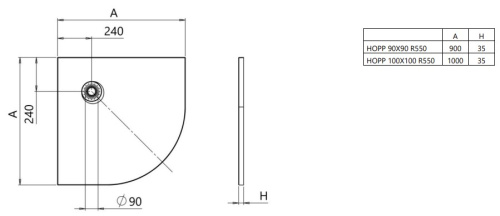 Душевой поддон Kolpa-san Hopp R 90x90 R55 manhattan 575780