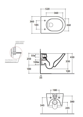 Унитаз подвесной Globo FORTY3 FOS07BI