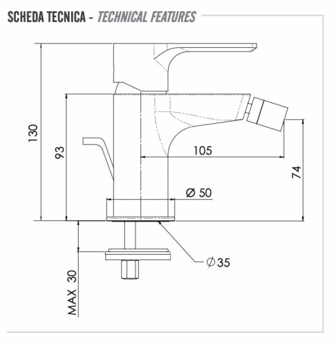 Смеситель для биде Remer Energy EY20BO, белый матовый