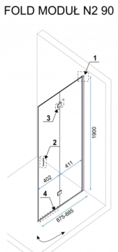 Душевая дверь Rea Fold Modul 90 K7442