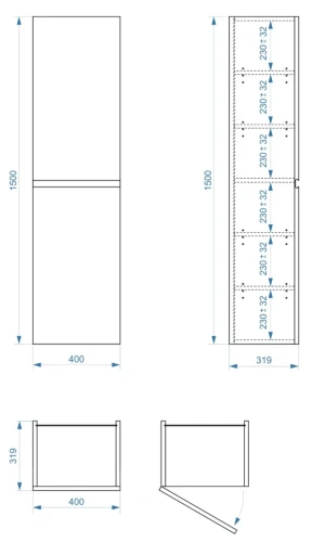 Пенал подвесной Vela Мира 40П (двери) петли левые RS633485