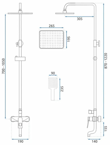 Душевая система Rea Soul Black B9998