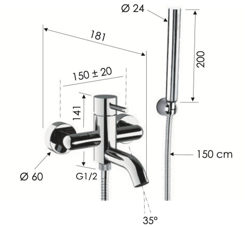 Смеситель для ванны Remer X Style X02BO, белый матовый