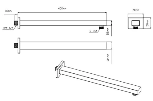 Верхний душ с держателем Vincea VSHD-41CCH