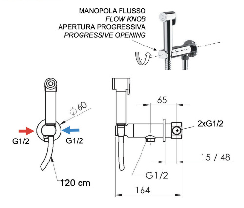 Гигиенический душ Remer X Style N64WBG, золото брашированное