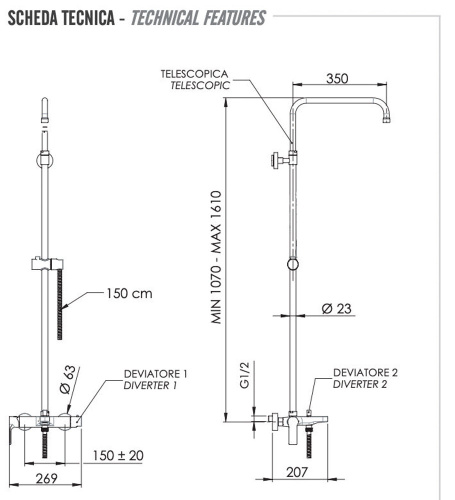 Душевая система Remer Energy EY34ASSDNO, черный матовый