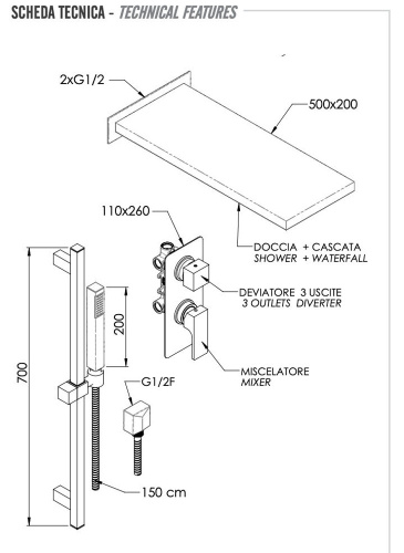 Душевая система Remer Absolute AU93S01SSCA