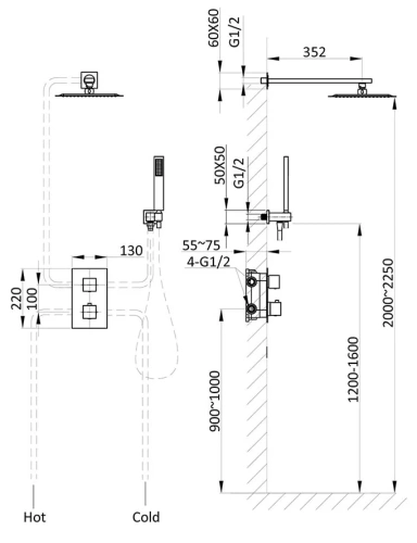 Душевая система Vincea VSFW-102TCH