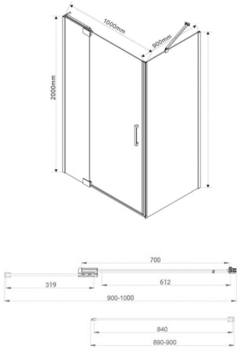 Душевой уголок Vincea Extra VSR-1E901090CLB