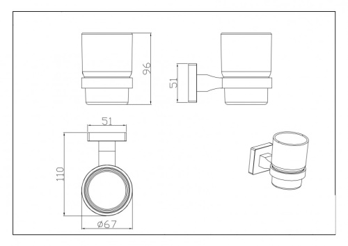 Стакан CeramaLux Quadro 61902