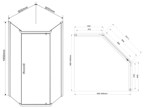 Душевой уголок Vincea Stresa VSP-1S900CLGM