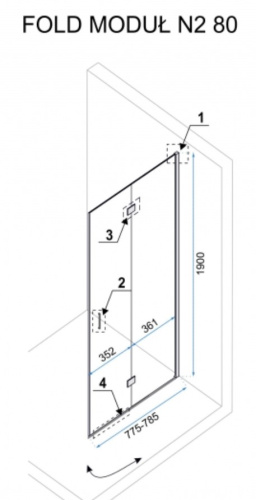 Душевая дверь Rea Fold Modul 80 K7443