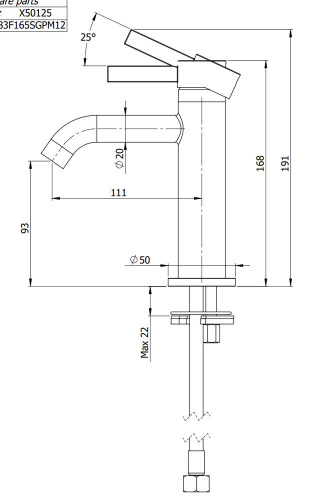 Смеситель для раковины Remer Metrica MC12CFP, черный брашированный хром