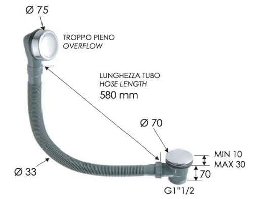 Слив-перелив click-clack для ванны Remer 96PCCVO, бронза
