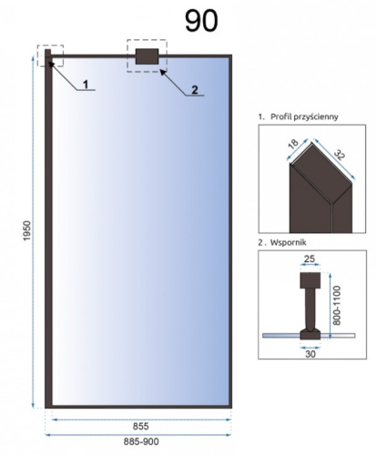 Душевая стенка Rea AERO 90x195 K7553