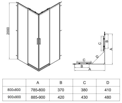 Душевой уголок Vincea Soft 2 VSS-3SO2800CLB