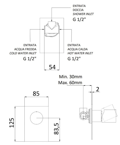 Смеситель для душа Remer Edge EG530BG, золото брашированное