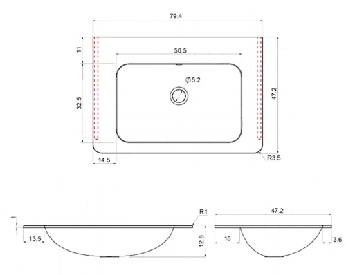 Раковина Vincea VCB-2VP800G