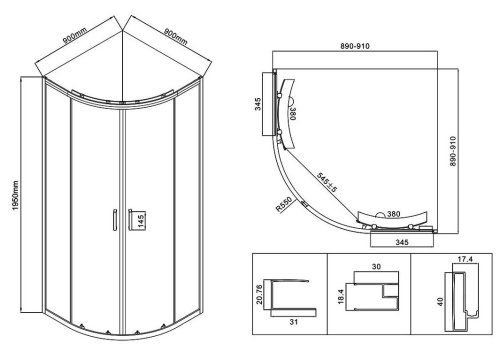 Душевой уголок Vincea City VSQ-5CT900CLB