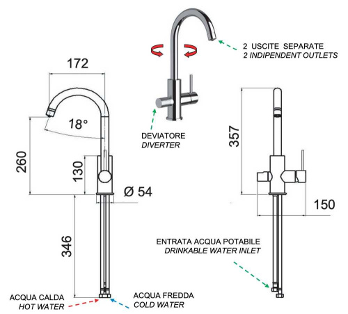 Смеситель для кухни Remer X Style N792DWCFP, черный брашированный хром