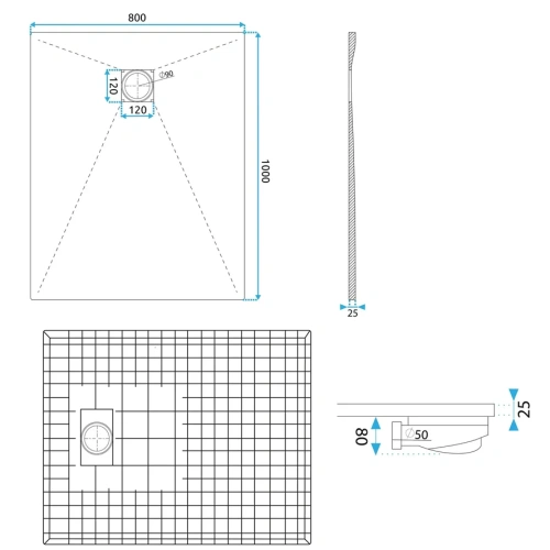 Душевой поддон Rea Magnum Carrara White 80x100 K7004