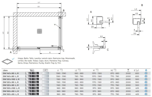 Душевой уголок Kolpa-San Libra DW 120X90-L silver brill transparent 517390
