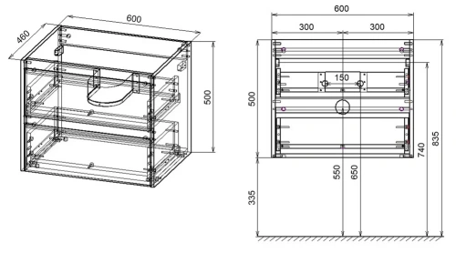 Тумба подвесная Vincea Gio 600 T.Oak VMC-2G600TO