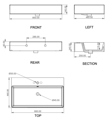 Умывальник GSG Ceramic Design Zenith ZELAVBW80000