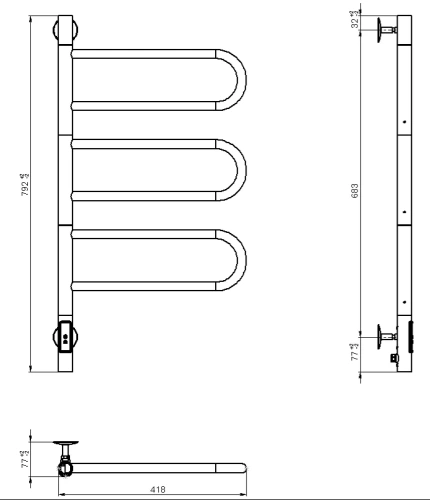 Полотенцесушитель электрический Vincea VTD-1R2CE