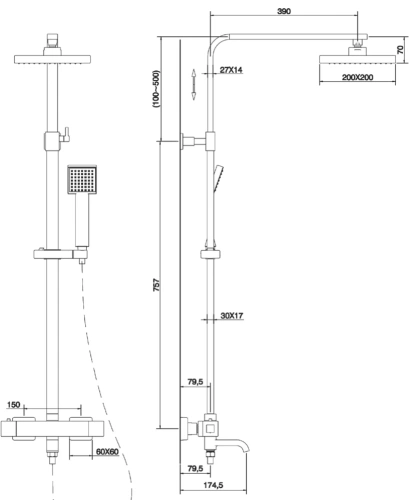 Душевая система Vivi Felice 1160 NERO OPACO