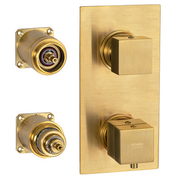 Смеситель для душа Remer Q-Elegance QT92KBBG, золото брашированное