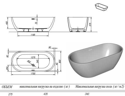 Ванна акриловая Kolpa-San Dalia FS 170x80