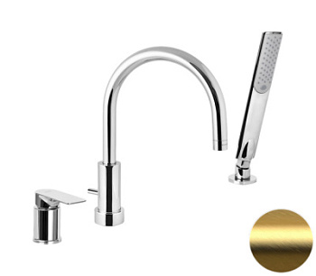 Смеситель для ванны Remer Infinity I07BG, золото брашированное