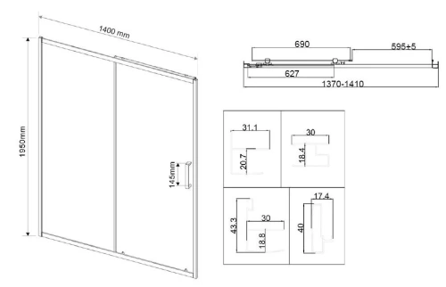 Душевая дверь Vincea City VDS-5CT140MT