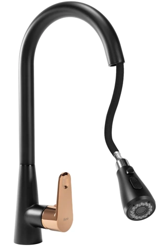 Смеситель для мойки Rea Mild black matt rose gold B4801