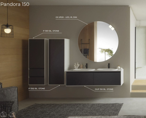 Пенал подвесной Kolpa-san Pandora P1302 45 Black stone 514320