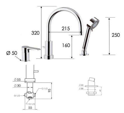 Смеситель для ванны Remer Winner W07