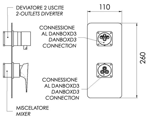 Смеситель для душа Daniel Diva DV612D3KB15