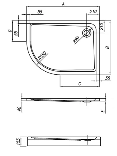 Душевой поддон Kolpa-san Malur 100x80 L 535660